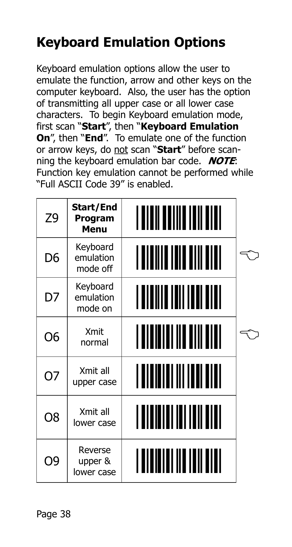 D6, b, O6, b | Opticon 25-WEDGE-04 User Manual | Page 42 / 47