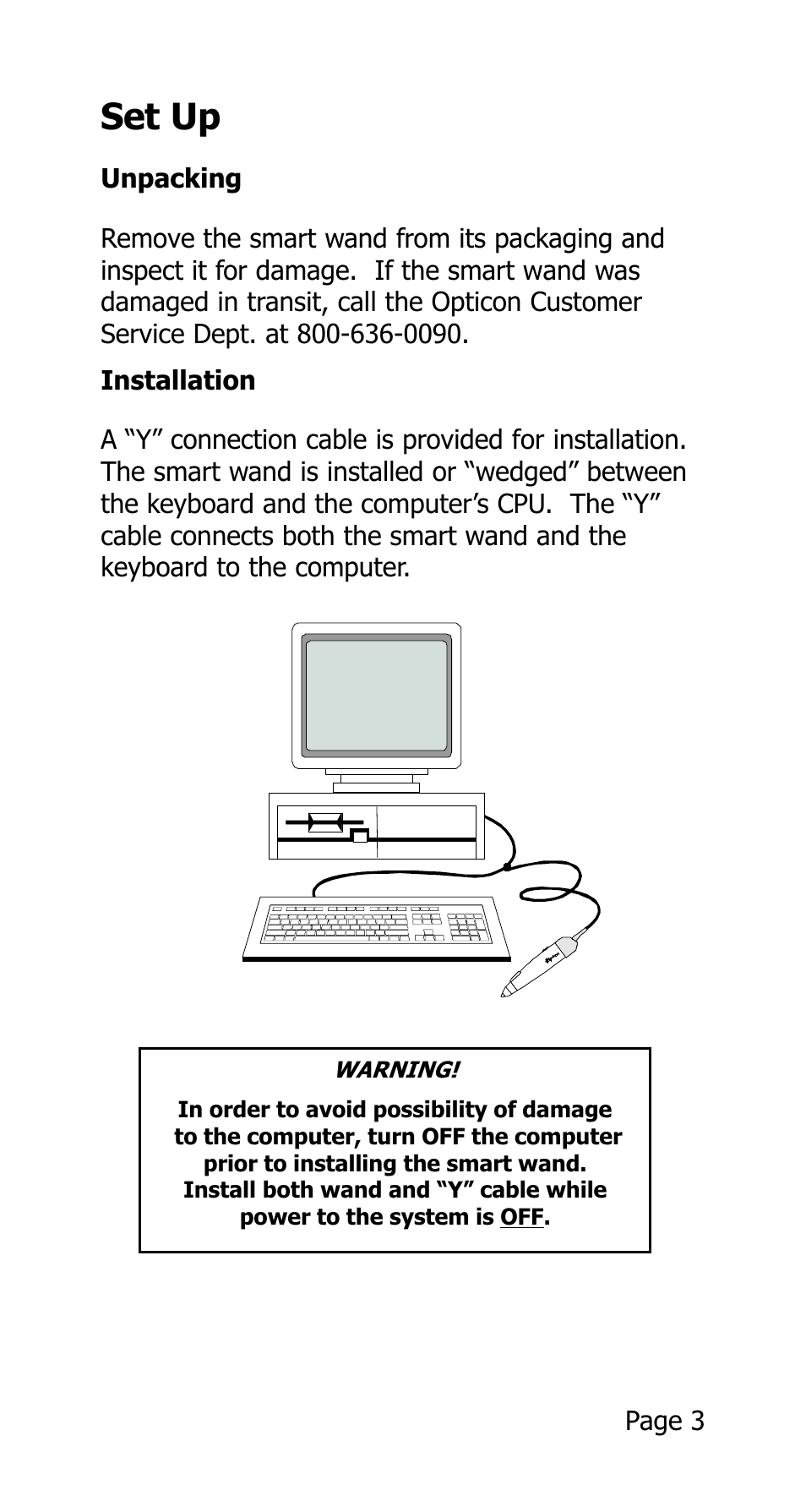 Set up | Opticon 25-WEDGE-04 User Manual | Page 7 / 47