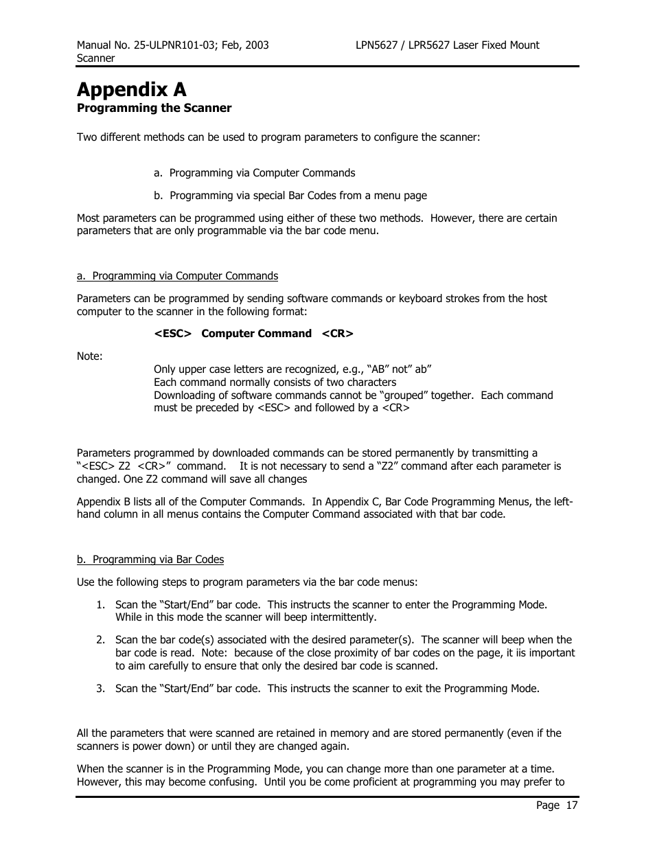 Appendix a | Opticon LPR5627 User Manual | Page 21 / 67