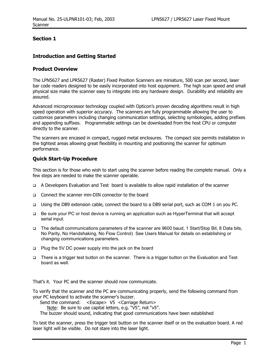 Opticon LPR5627 User Manual | Page 5 / 67