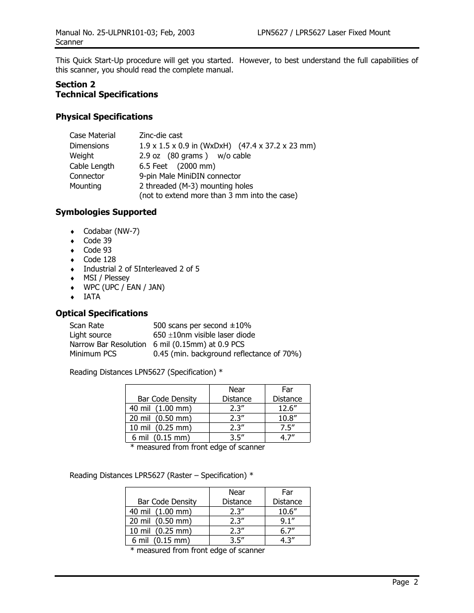 Opticon LPR5627 User Manual | Page 6 / 67