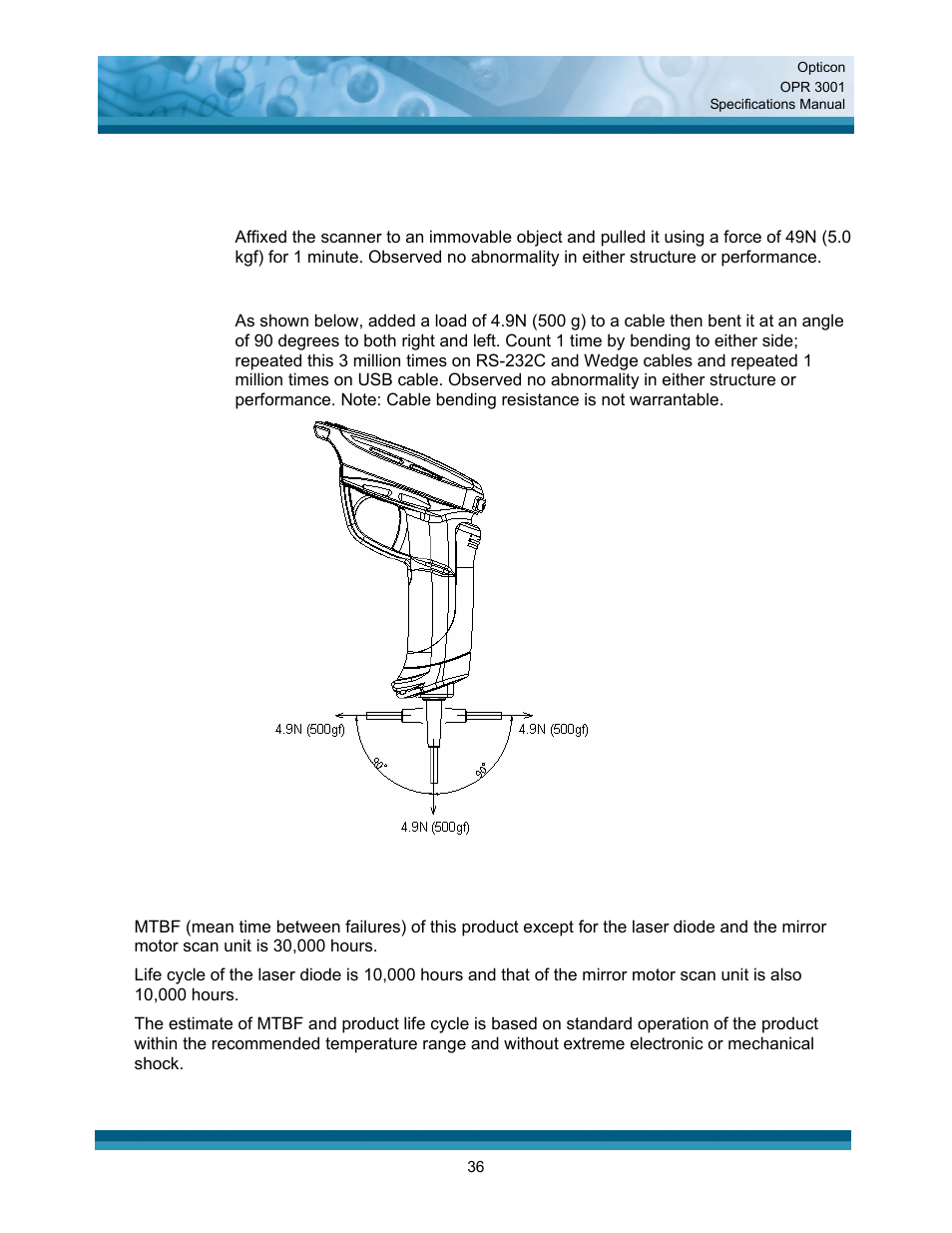 Reliability | Opticon OPR 3001 User Manual | Page 36 / 40