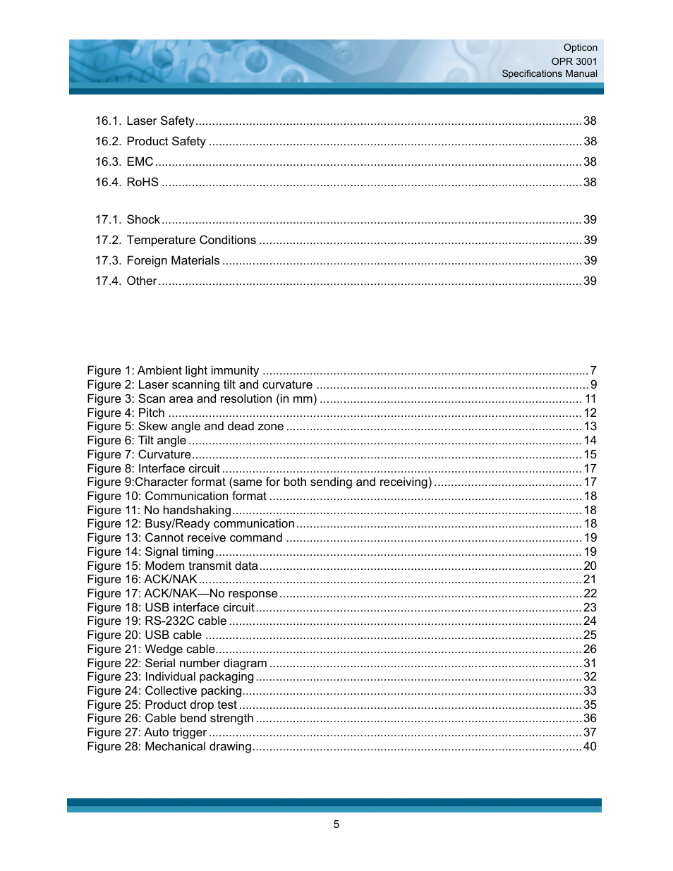 Table of figures | Opticon OPR 3001 User Manual | Page 5 / 40