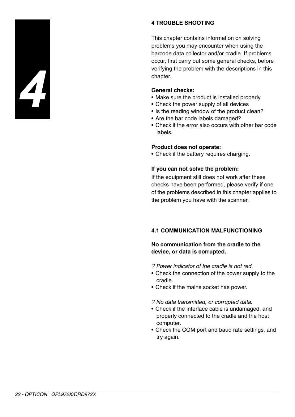 Opticon OPL972X User Manual | Page 22 / 23