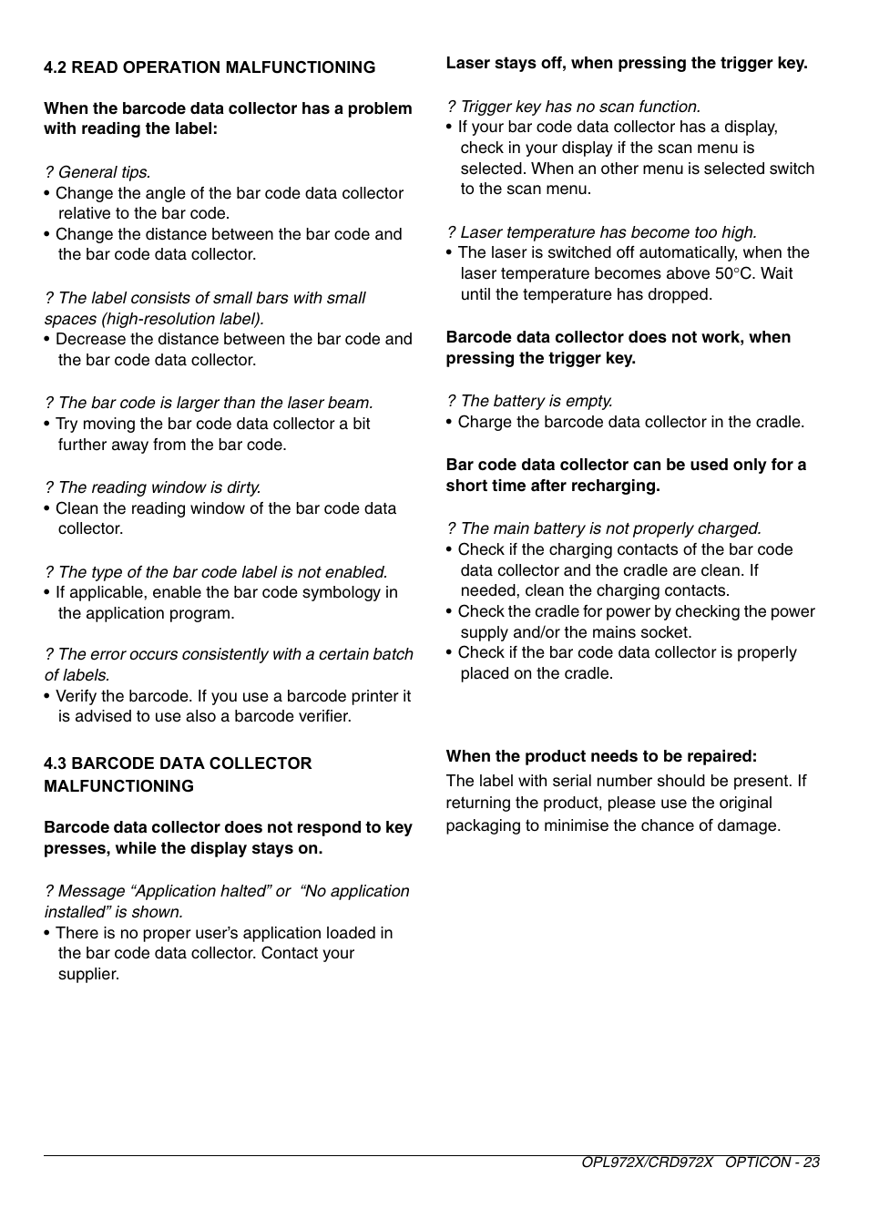 Opticon OPL972X User Manual | Page 23 / 23