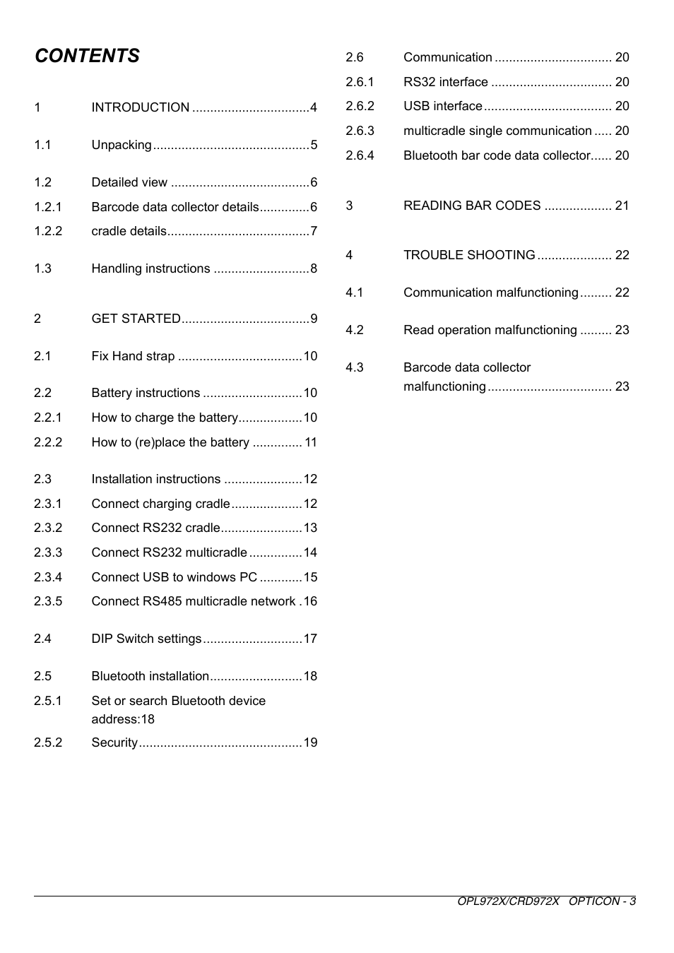 Opticon OPL972X User Manual | Page 3 / 23