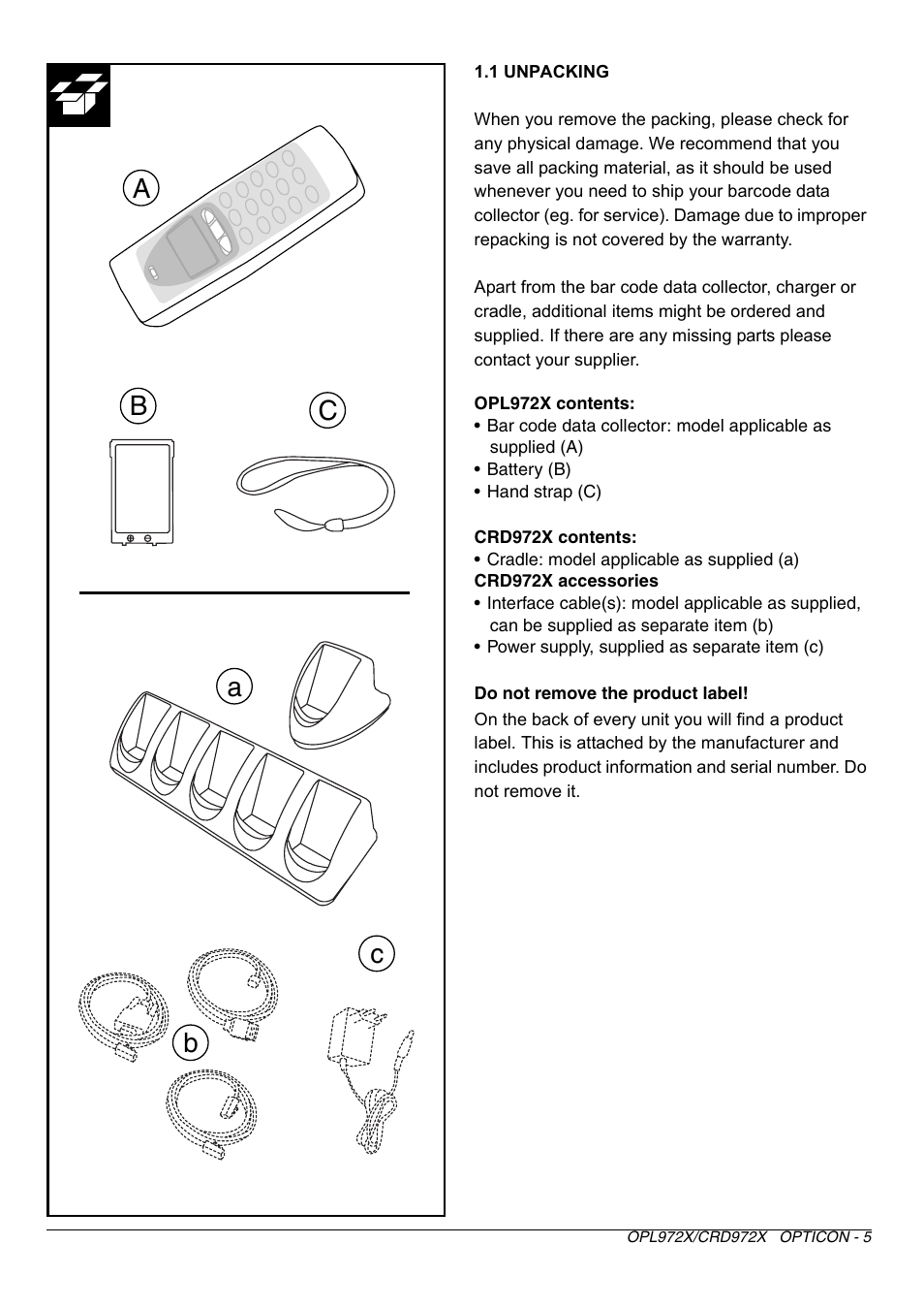 Opticon OPL972X User Manual | Page 5 / 23