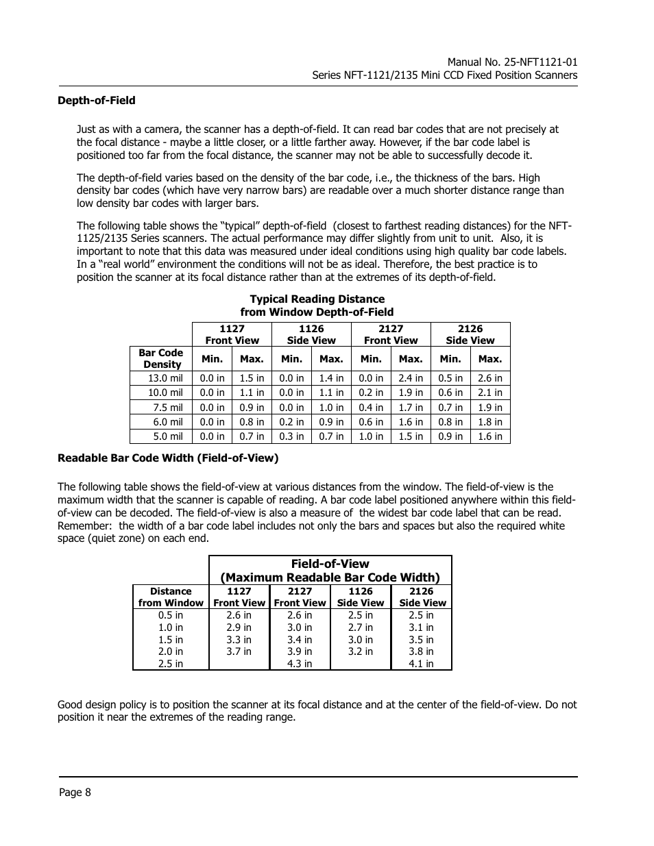 Opticon NFT 1125 User Manual | Page 14 / 61