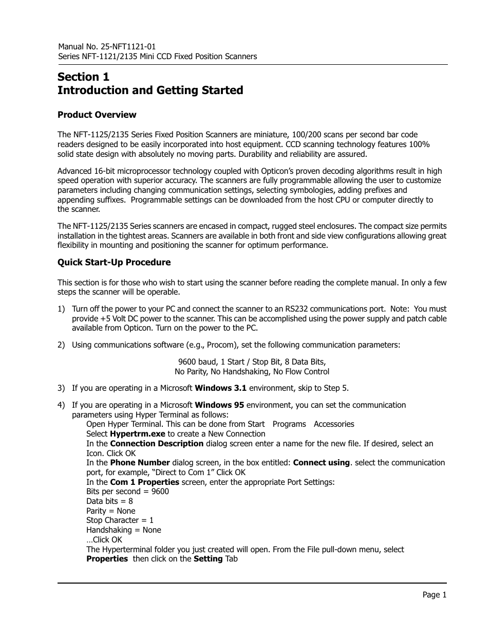 Opticon NFT 1125 User Manual | Page 7 / 61