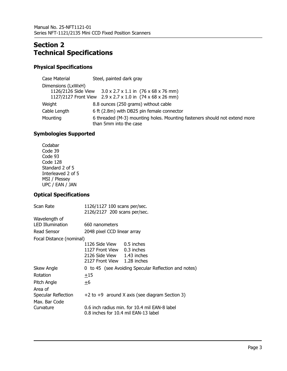 Opticon NFT 1125 User Manual | Page 9 / 61