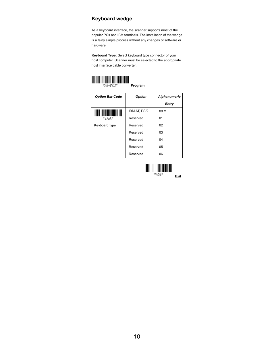 Keyboard wedge | Opticon LGZ 7225 User Manual | Page 10 / 87