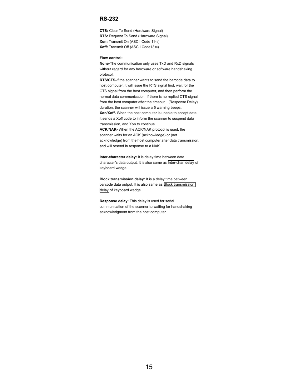 Rs-232 | Opticon LGZ 7225 User Manual | Page 15 / 87