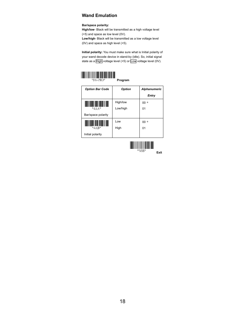 Wand emulation | Opticon LGZ 7225 User Manual | Page 18 / 87