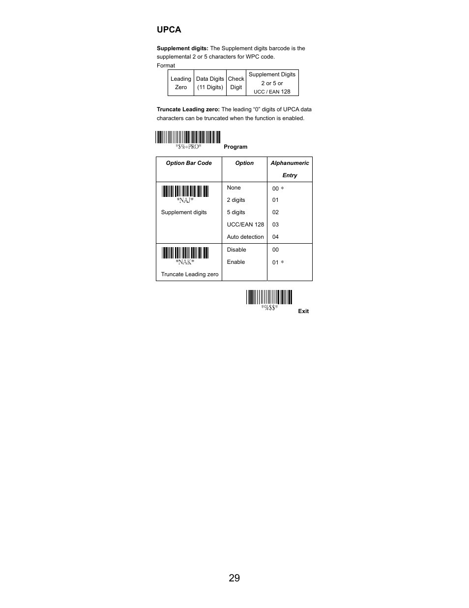 Upca | Opticon LGZ 7225 User Manual | Page 29 / 87