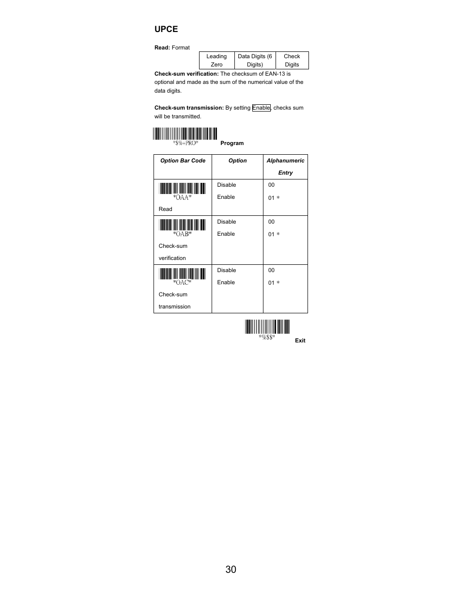 Upce | Opticon LGZ 7225 User Manual | Page 30 / 87