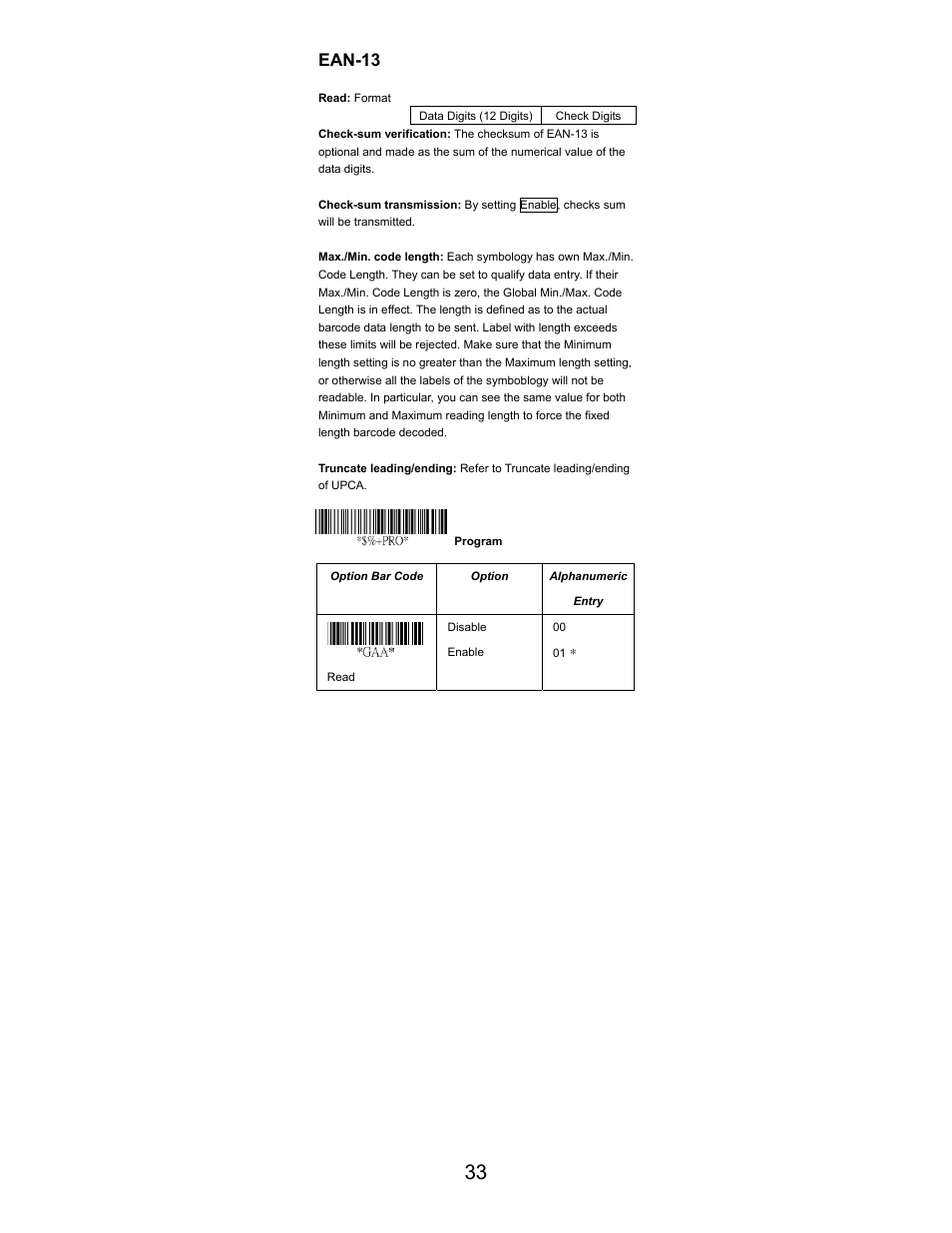 Ean-13 | Opticon LGZ 7225 User Manual | Page 33 / 87