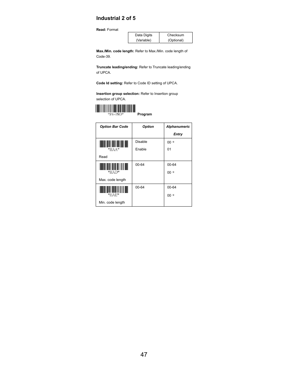 Industrial 2 of 5 | Opticon LGZ 7225 User Manual | Page 47 / 87