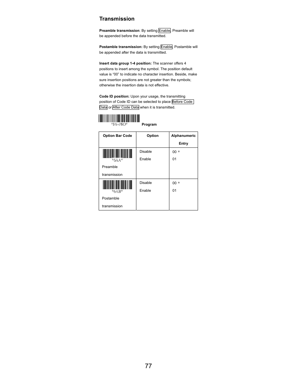 Transmission | Opticon LGZ 7225 User Manual | Page 77 / 87