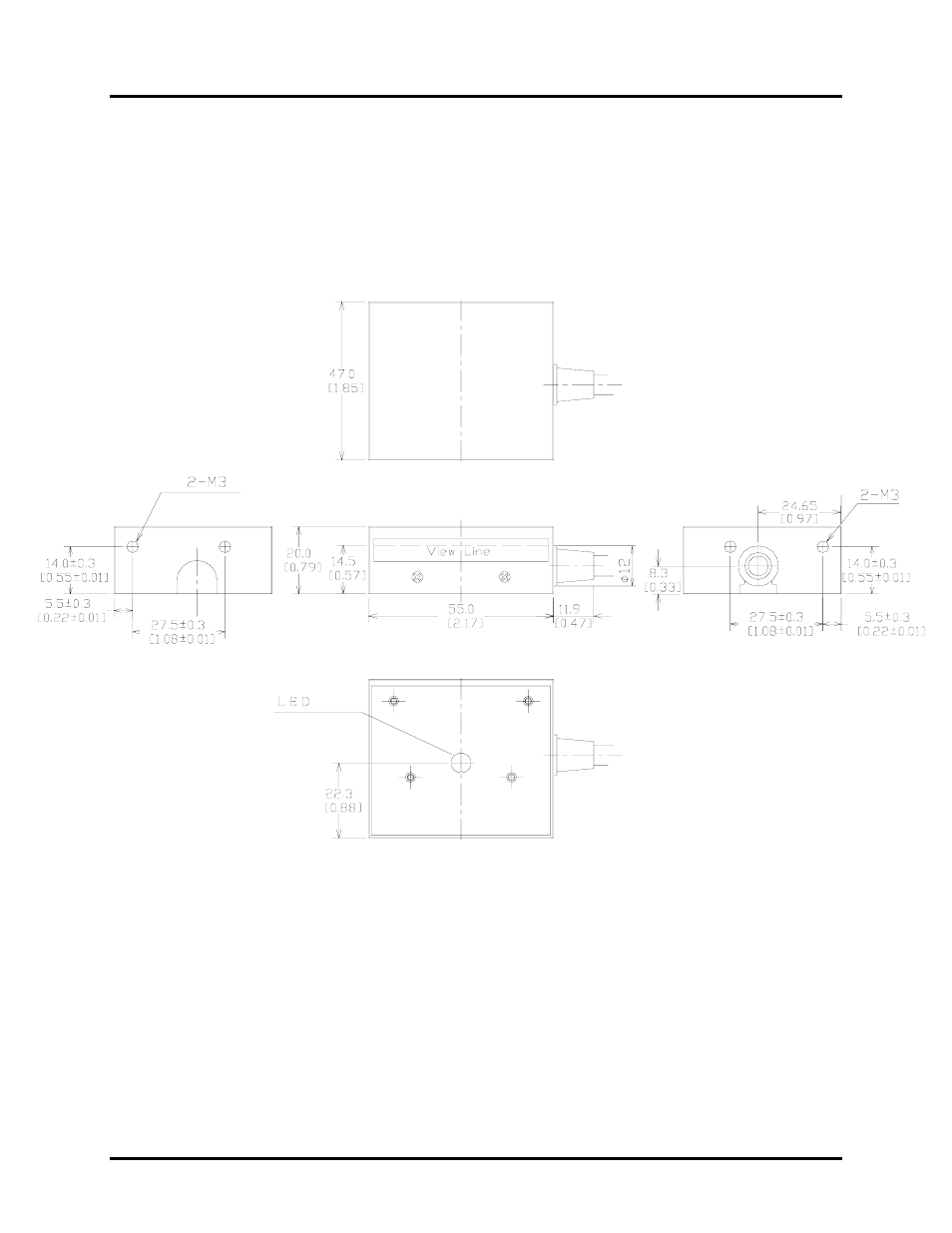 Appendix d, Dimensional drawing | Opticon NFT 2100 User Manual | Page 67 / 71