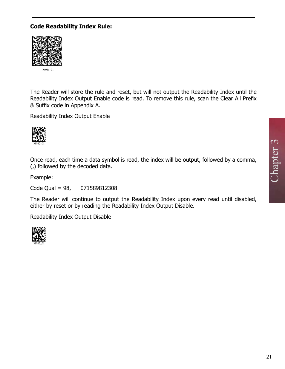 Code readability index rule, Chapter 3 | Opticon LH2 User Manual | Page 21 / 102