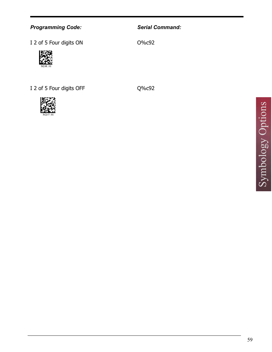 Symbology options | Opticon LH2 User Manual | Page 59 / 102