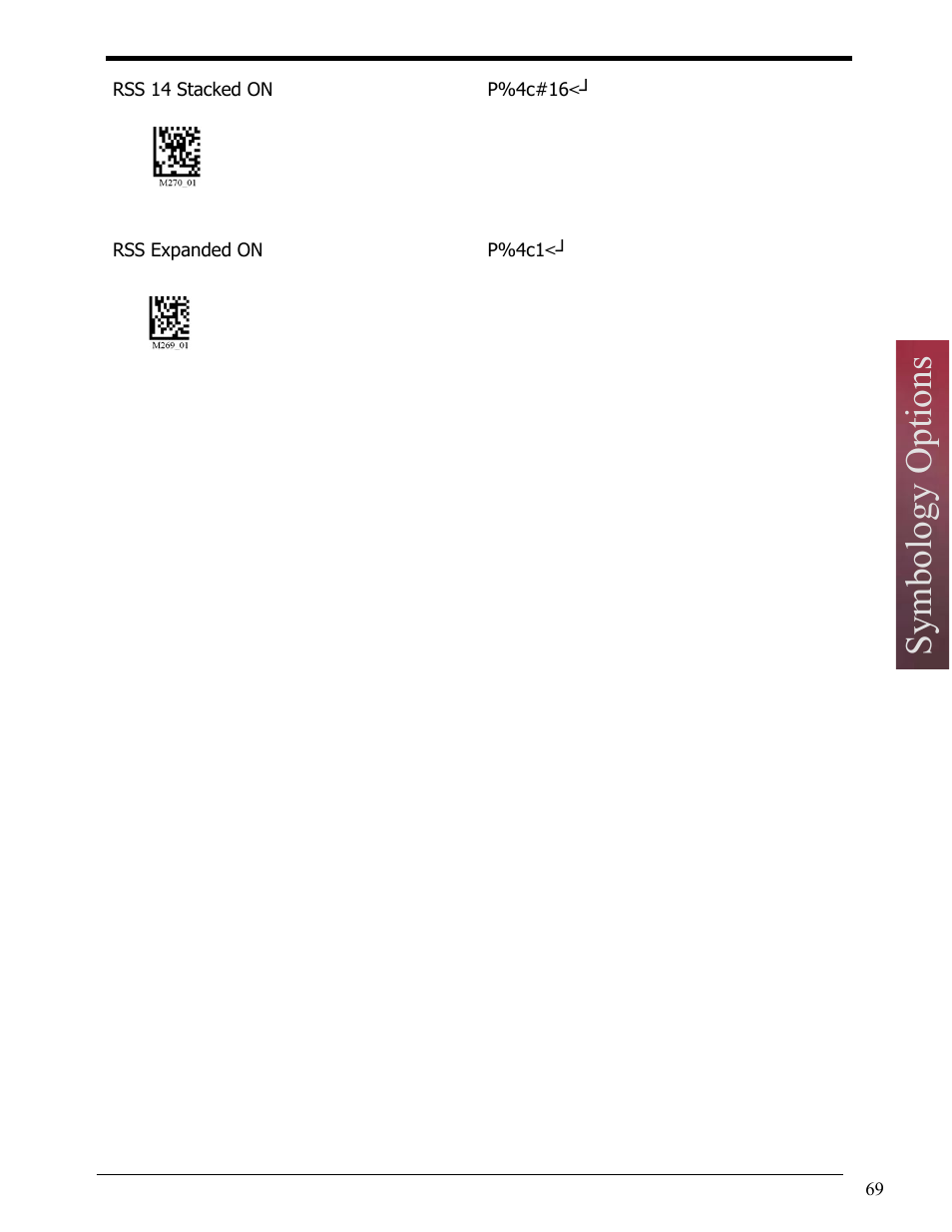 Symbology options | Opticon LH2 User Manual | Page 69 / 102