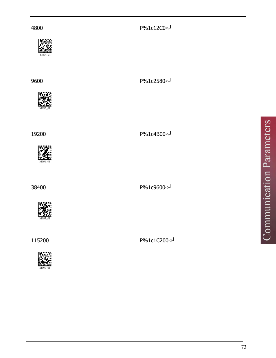 Communication parameters | Opticon LH2 User Manual | Page 73 / 102