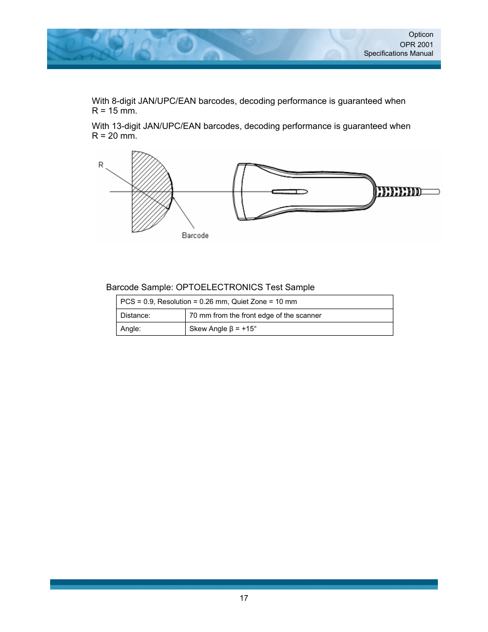 Opticon OPR 2001 User Manual | Page 17 / 42