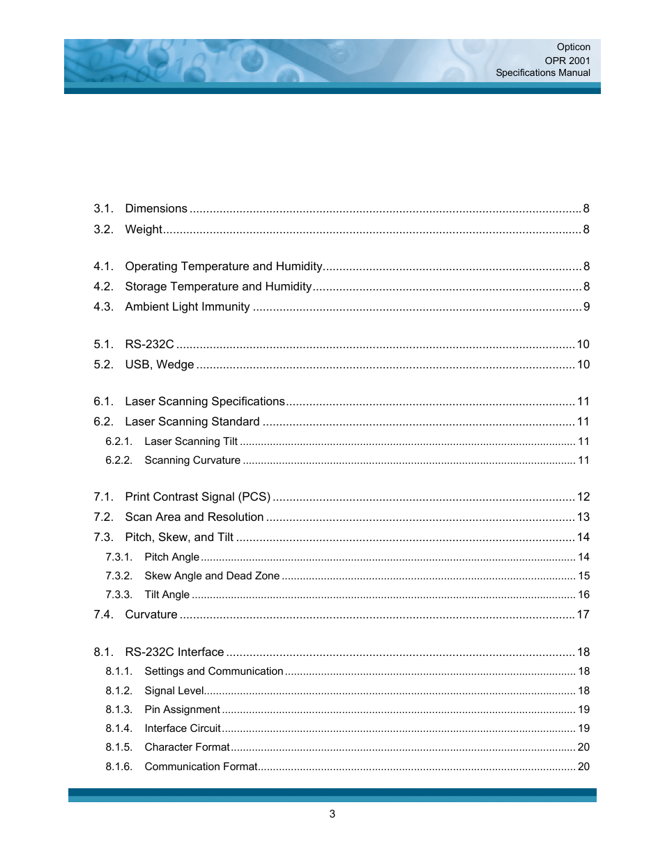 Opticon OPR 2001 User Manual | Page 3 / 42