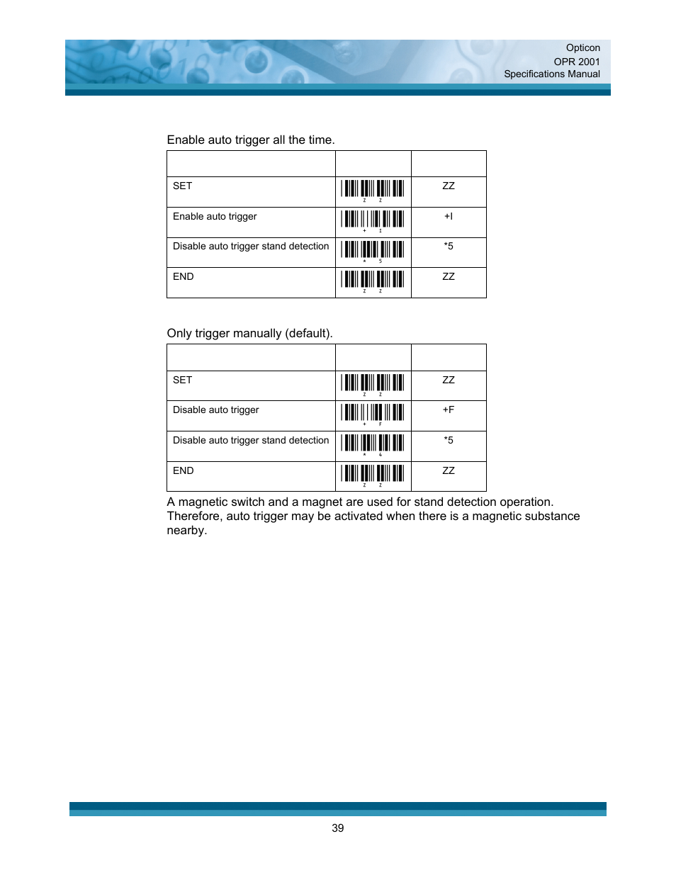 Opticon OPR 2001 User Manual | Page 39 / 42