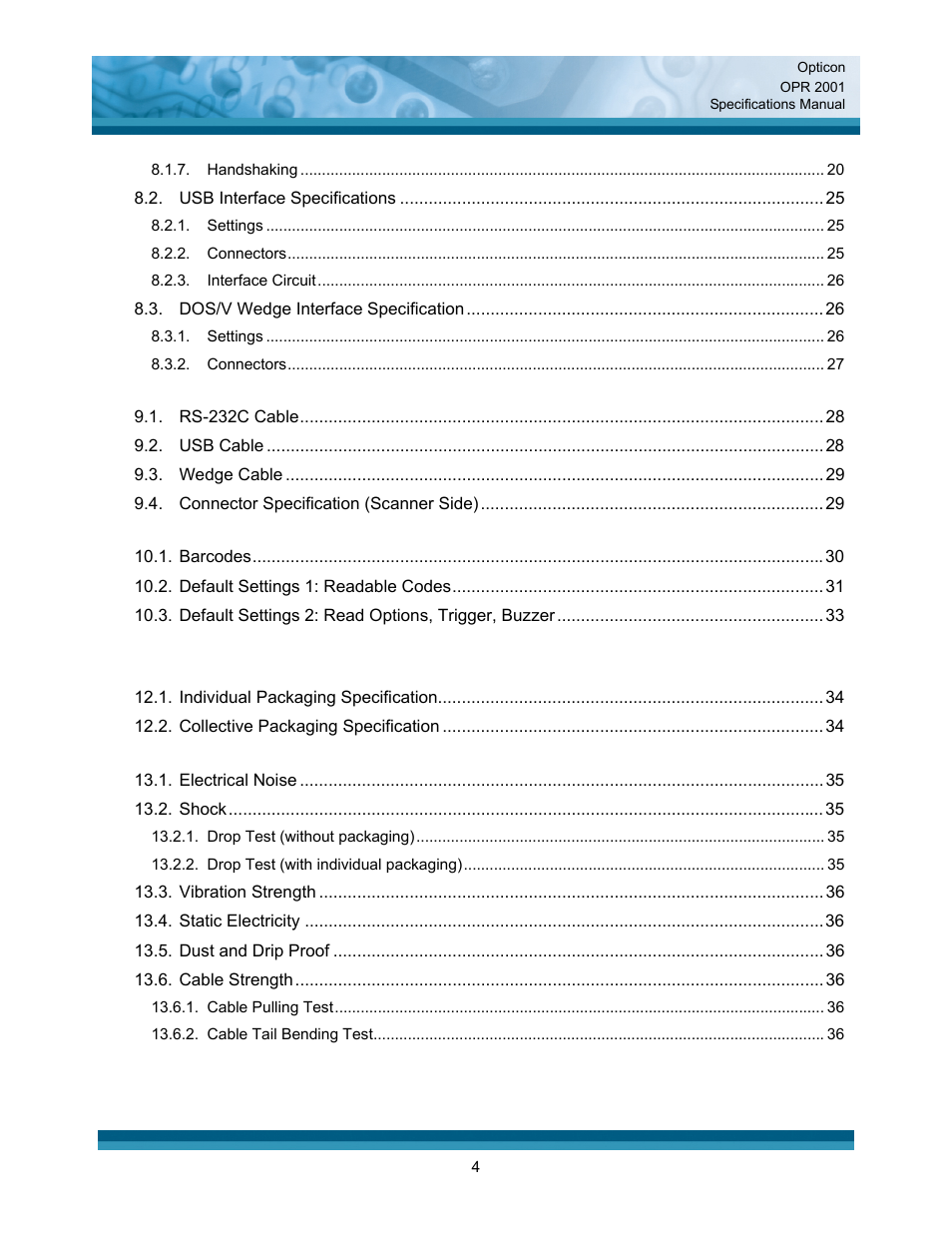 Opticon OPR 2001 User Manual | Page 4 / 42