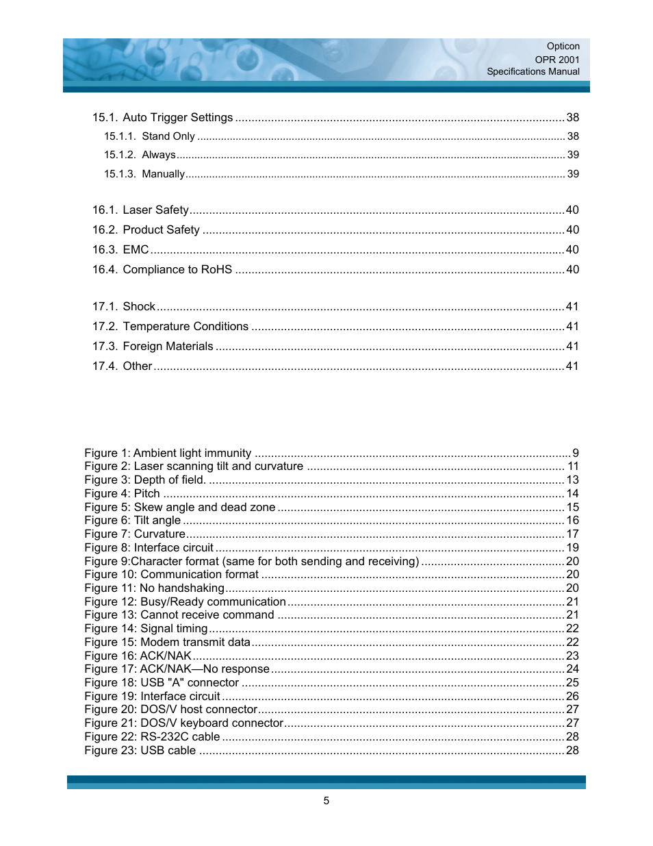 Table of figures | Opticon OPR 2001 User Manual | Page 5 / 42