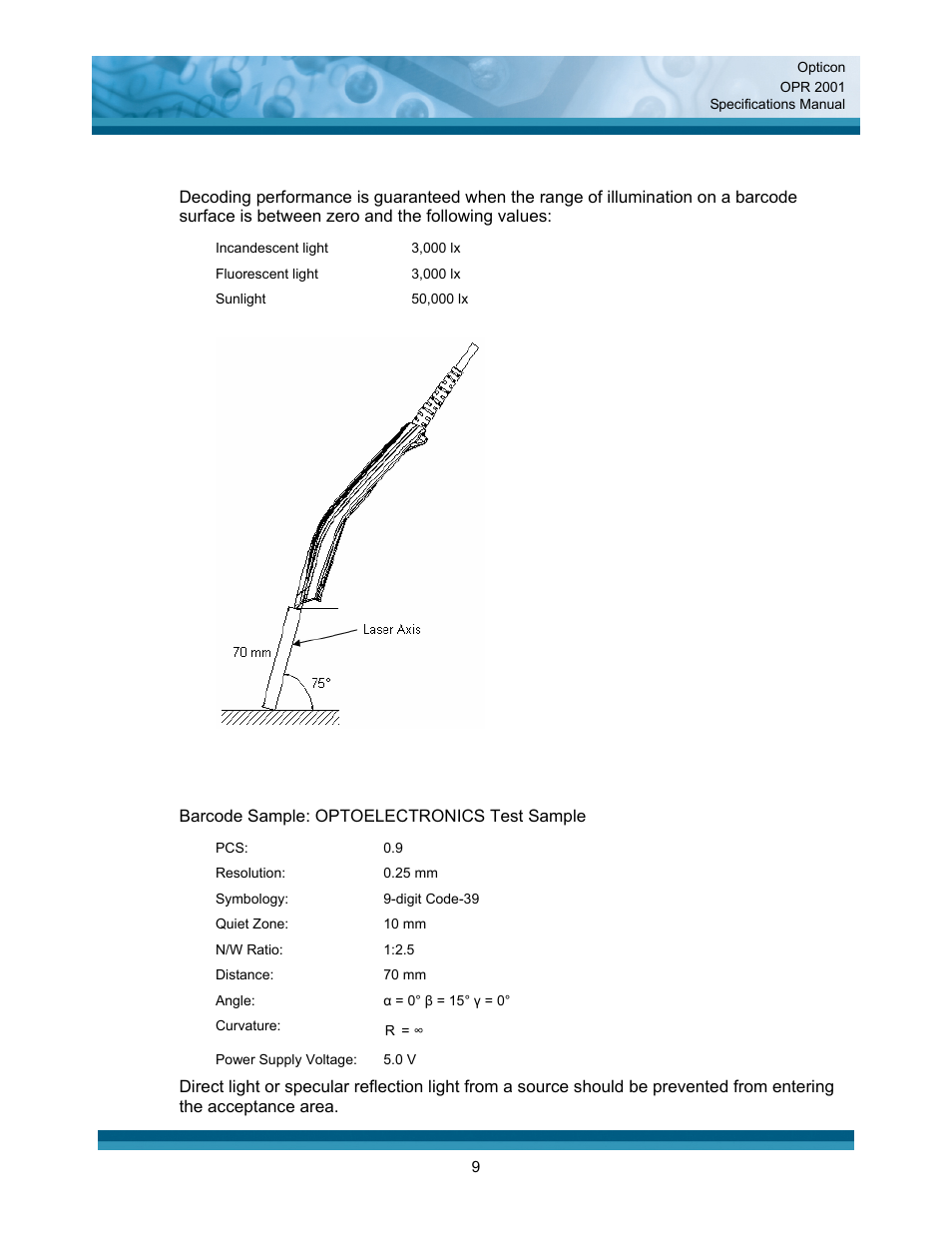 Opticon OPR 2001 User Manual | Page 9 / 42