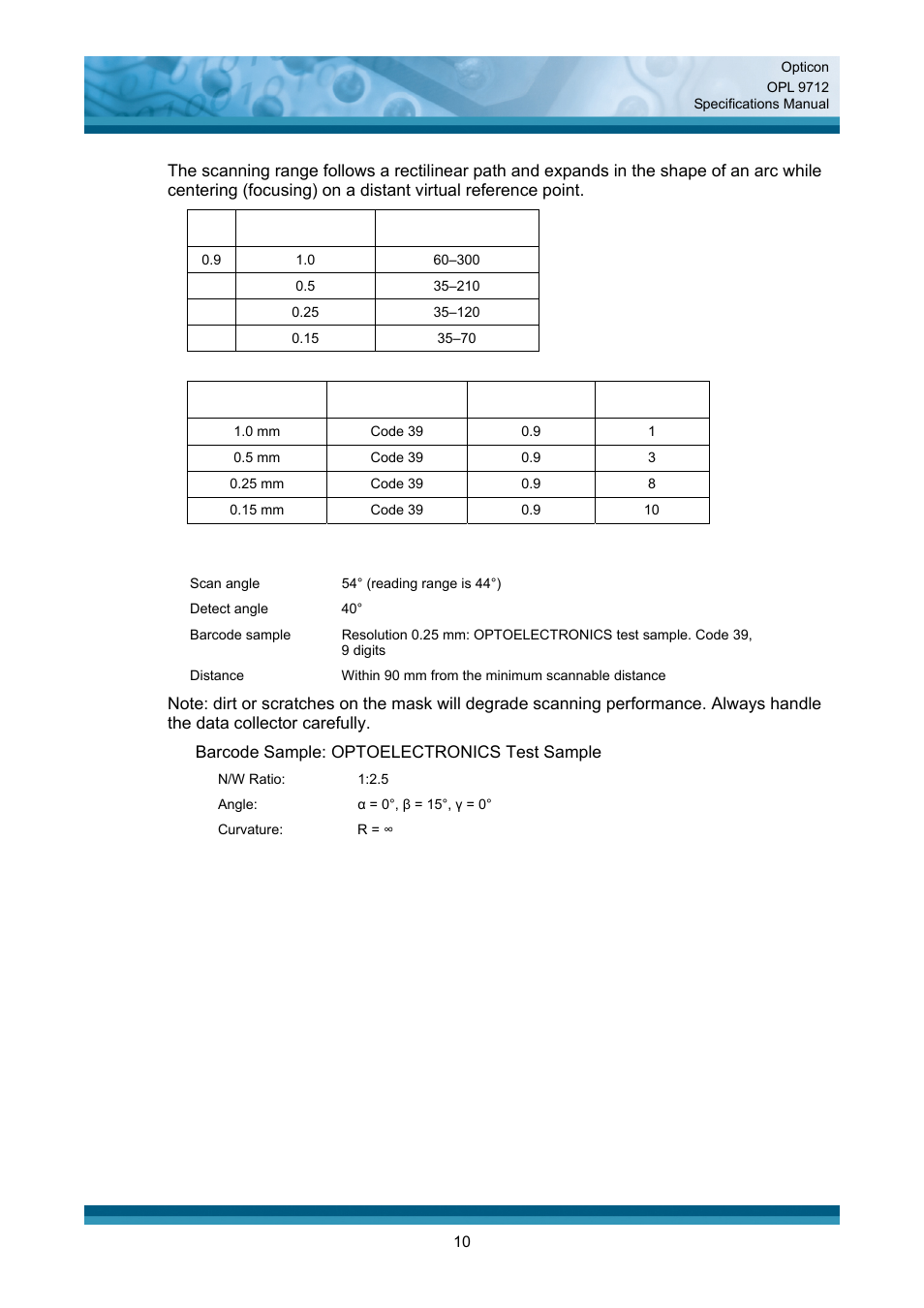 Opticon OPL 9712 User Manual | Page 10 / 27