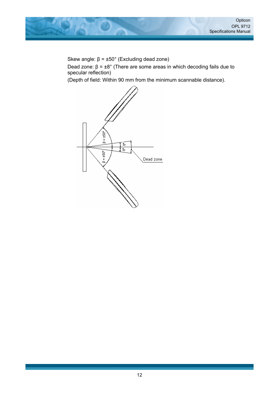 Skew angle and dead zone | Opticon OPL 9712 User Manual | Page 12 / 27