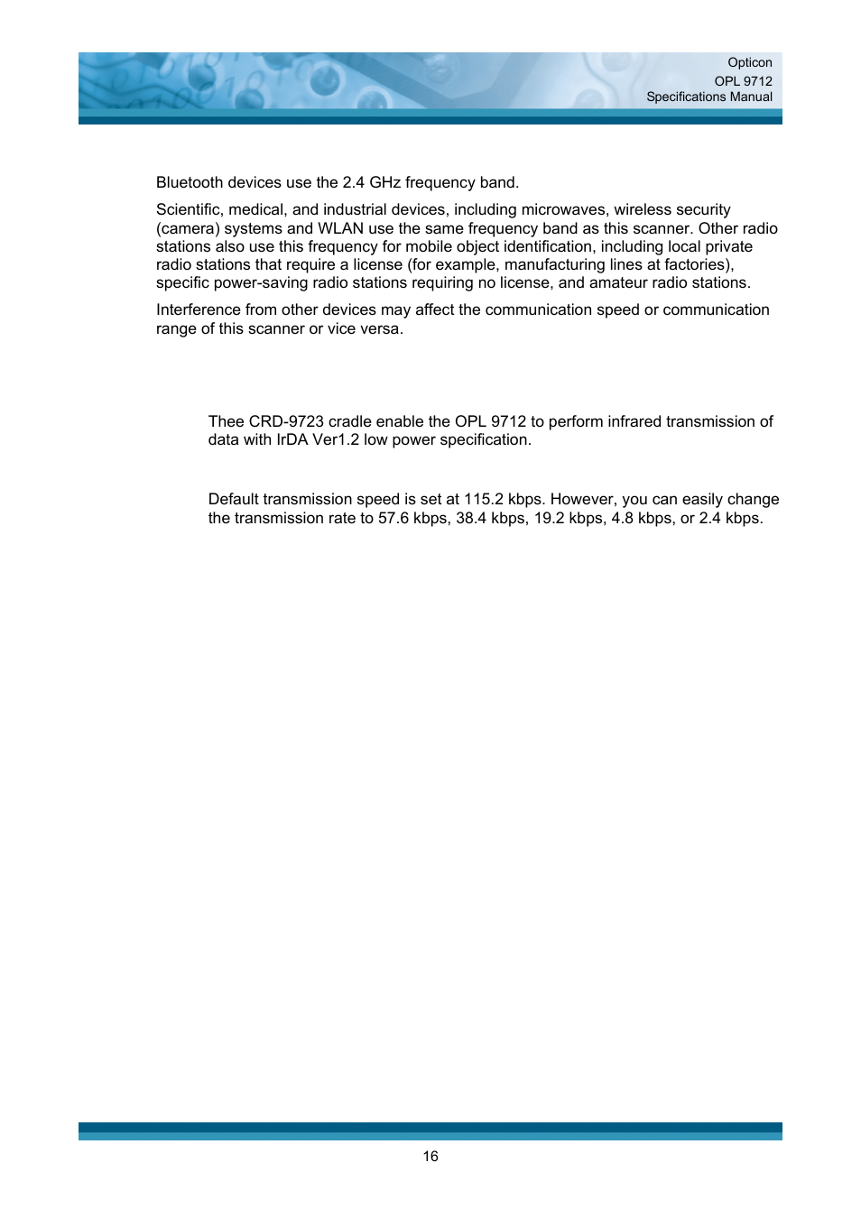 Opticon OPL 9712 User Manual | Page 16 / 27