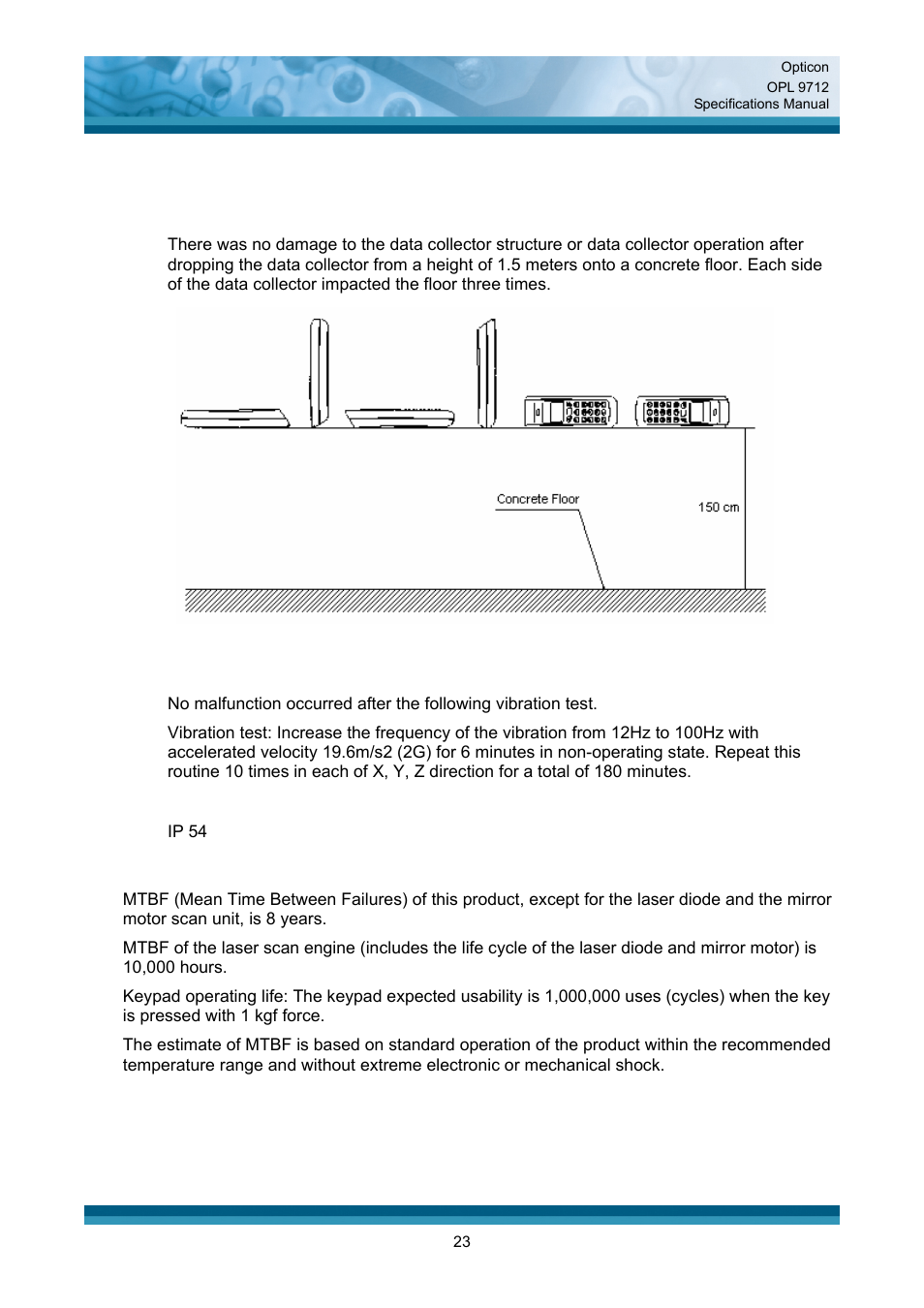 Durability, Reliability | Opticon OPL 9712 User Manual | Page 23 / 27