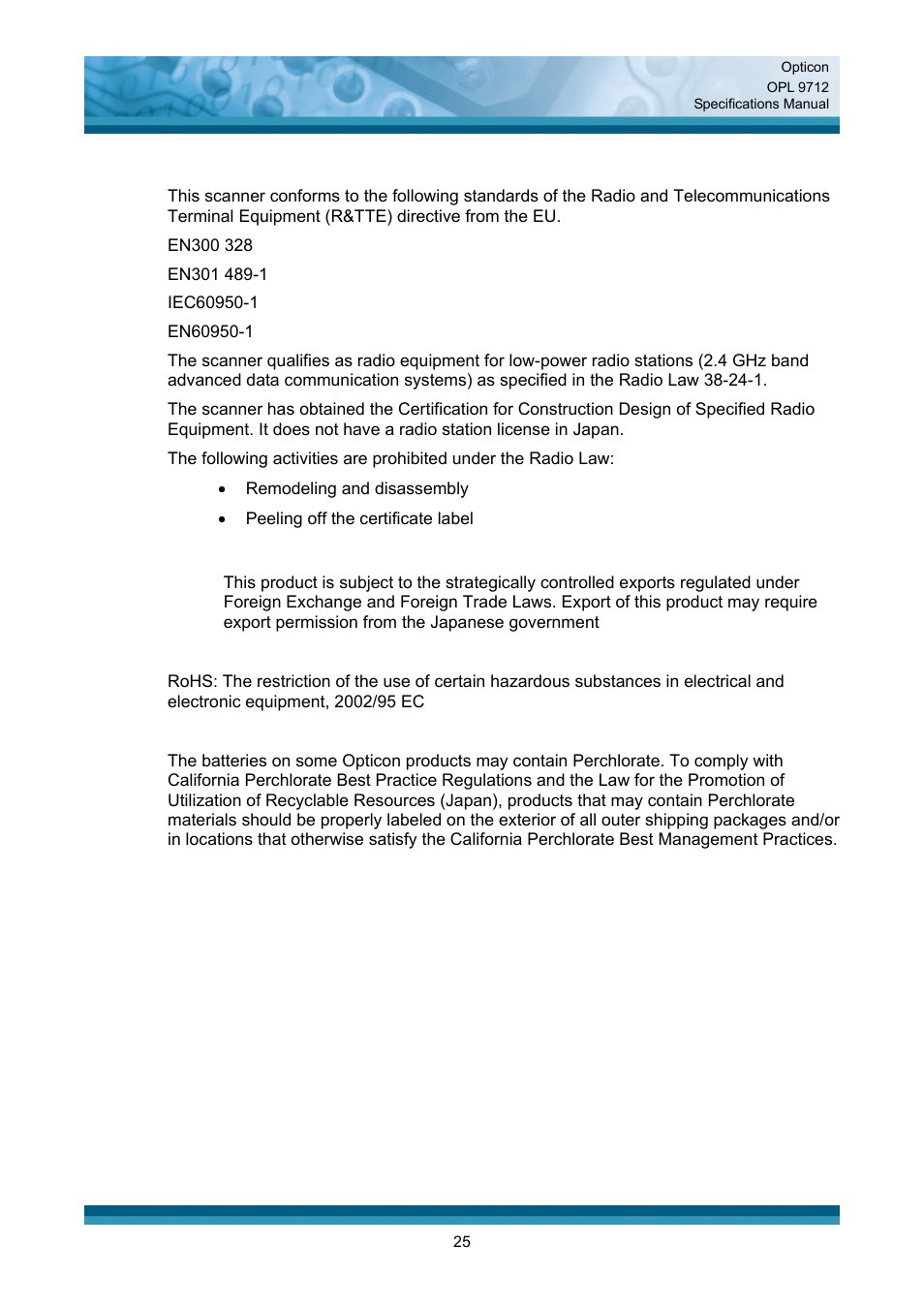 Opticon OPL 9712 User Manual | Page 25 / 27