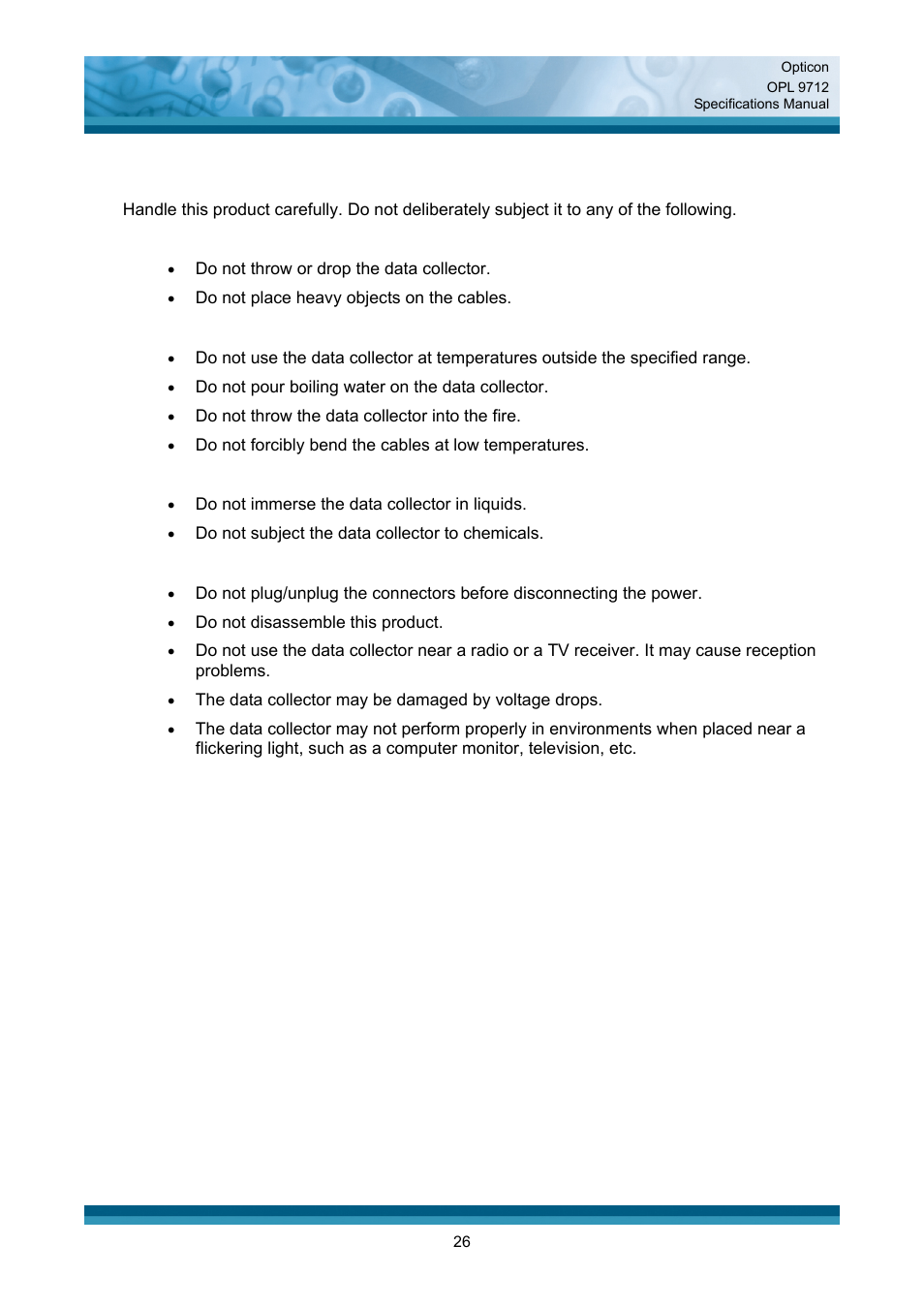 Safety | Opticon OPL 9712 User Manual | Page 26 / 27