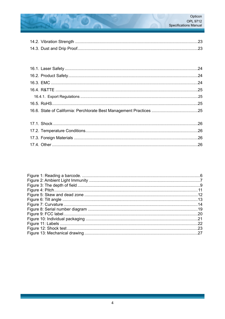 Table of figures | Opticon OPL 9712 User Manual | Page 4 / 27