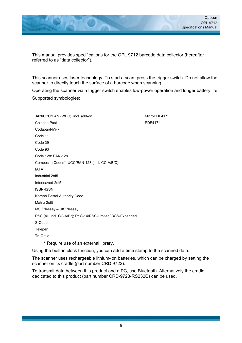 Abstract, Overview | Opticon OPL 9712 User Manual | Page 5 / 27