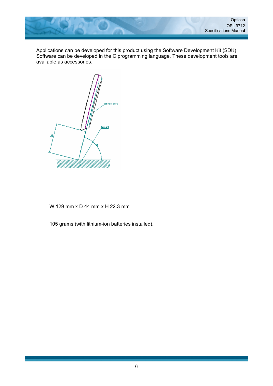 Physical features | Opticon OPL 9712 User Manual | Page 6 / 27