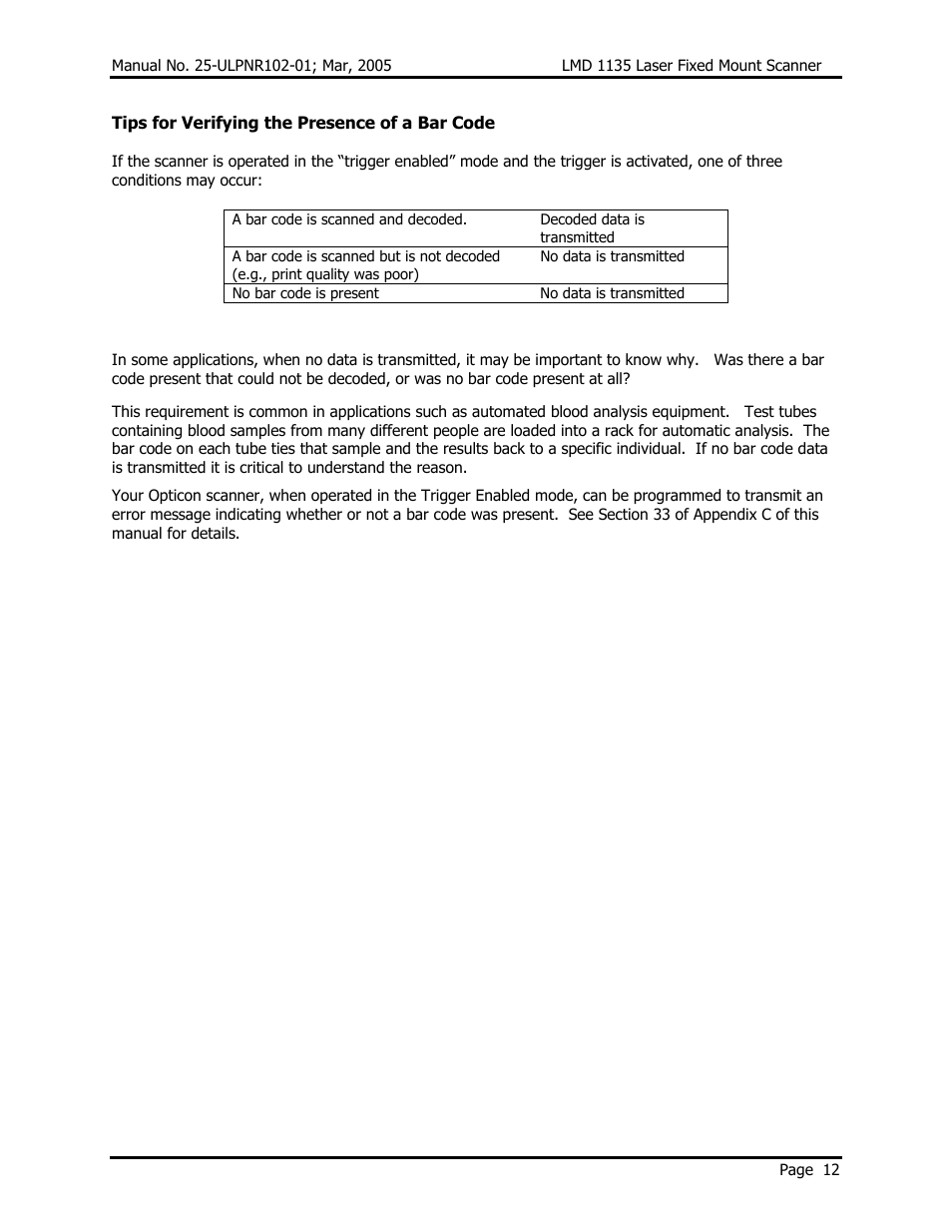 Opticon LMD 1135 User Manual | Page 16 / 73