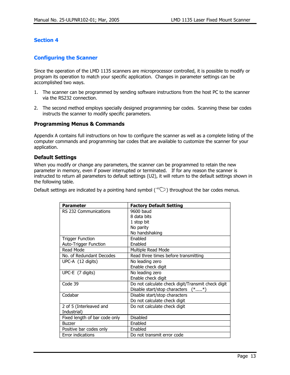 Opticon LMD 1135 User Manual | Page 17 / 73