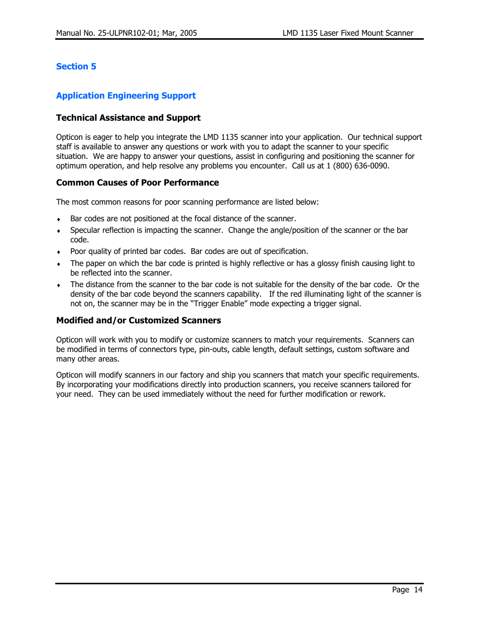 Opticon LMD 1135 User Manual | Page 18 / 73