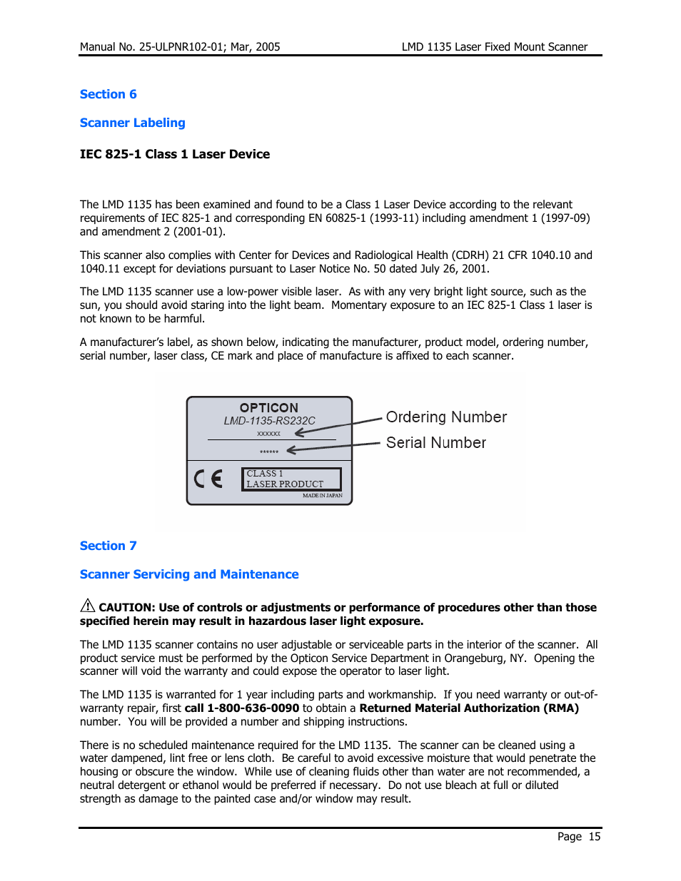 Opticon LMD 1135 User Manual | Page 19 / 73