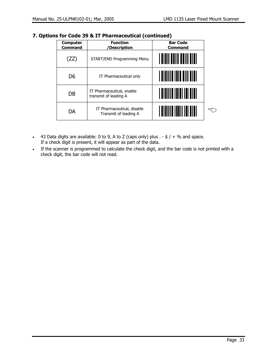 Opticon LMD 1135 User Manual | Page 37 / 73