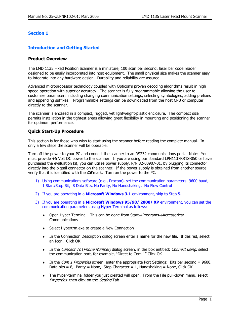 Opticon LMD 1135 User Manual | Page 5 / 73