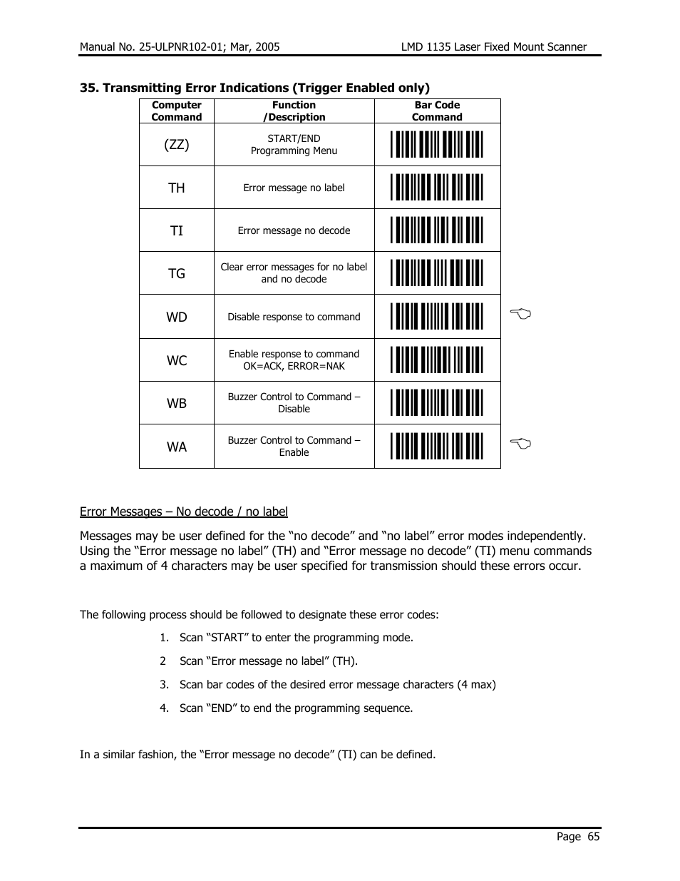 Opticon LMD 1135 User Manual | Page 69 / 73