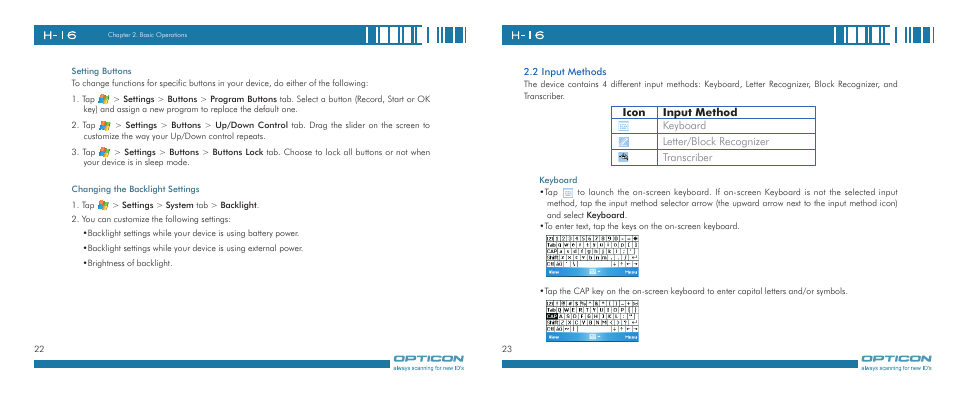 Opticon H-16 User Manual | Page 12 / 79